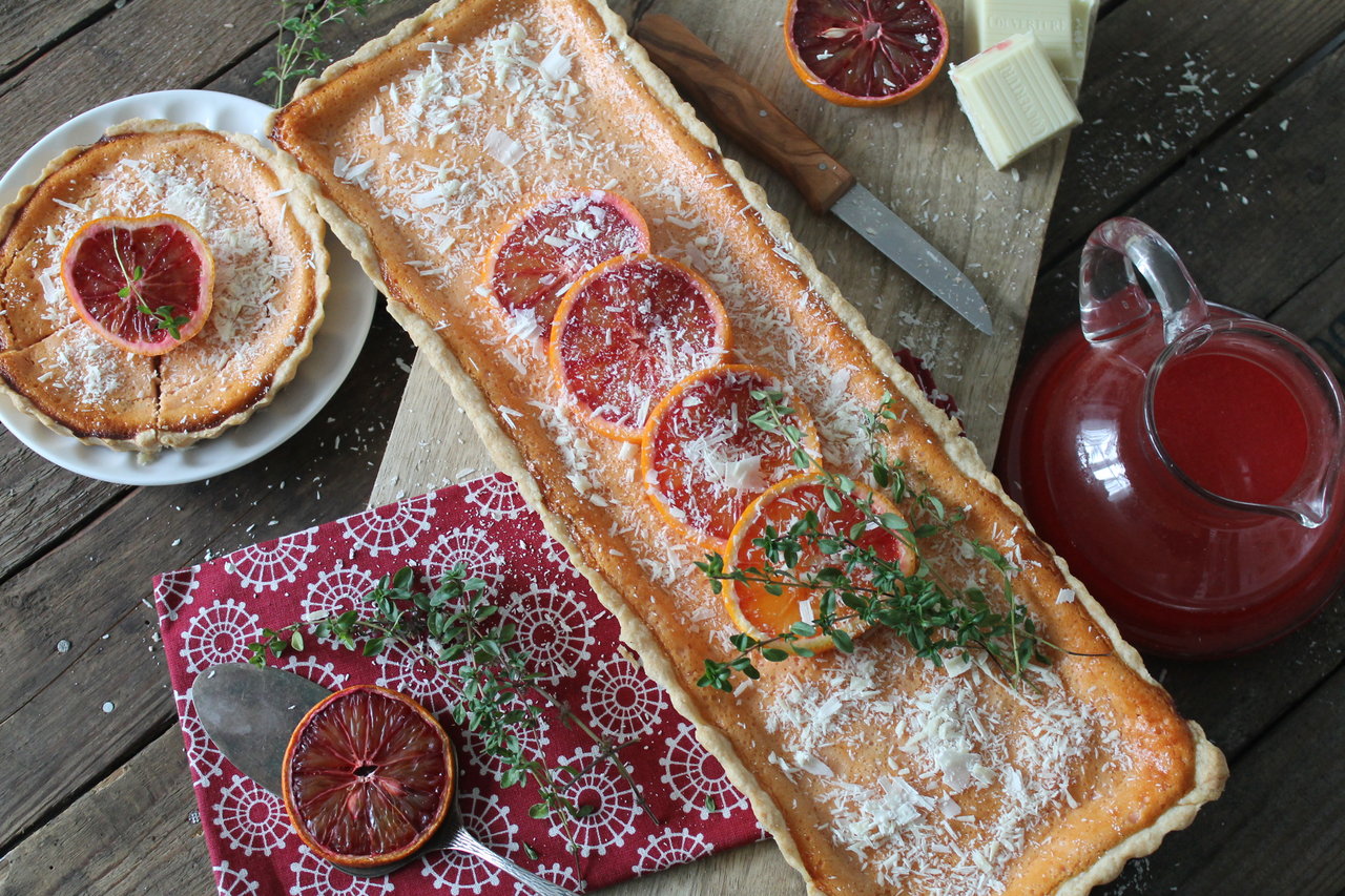 Blutorangentarte mit Thymian und weißer Schokolade | cuplovecake