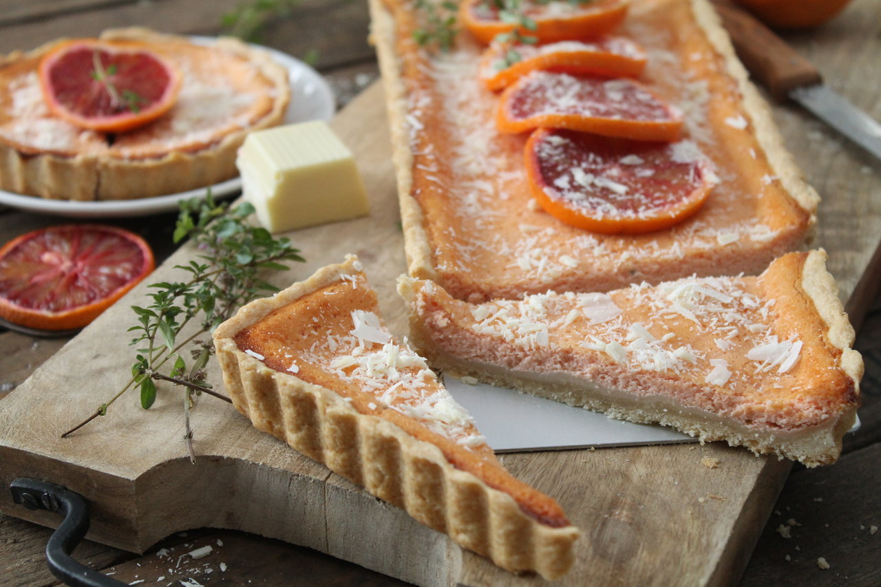 Blutorangentarte mit Thymian und weißer Schokolade | cuplovecake